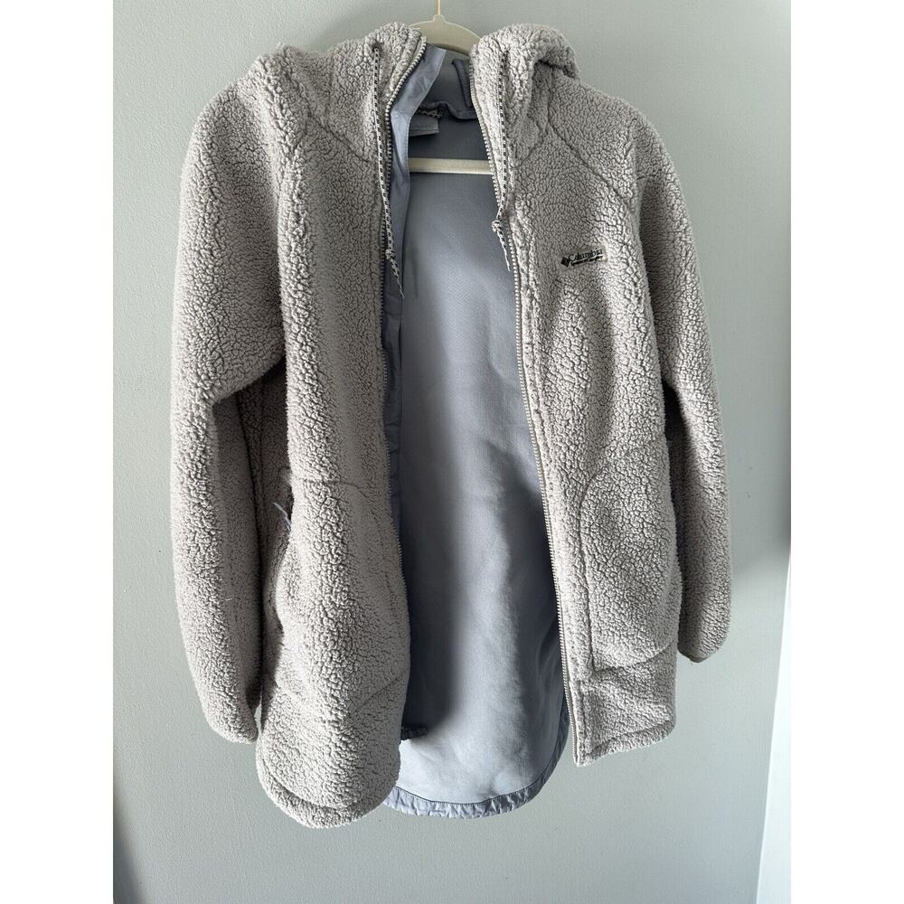 Columbia CSC Sherpa Jacket Women's Small Gray Fleece Hooded Coat Outdoors Winter